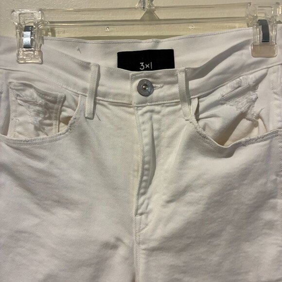 3x1 White Distressed Denim Straight-Leg Jeans - Women's 26 - Picture 4 of 8